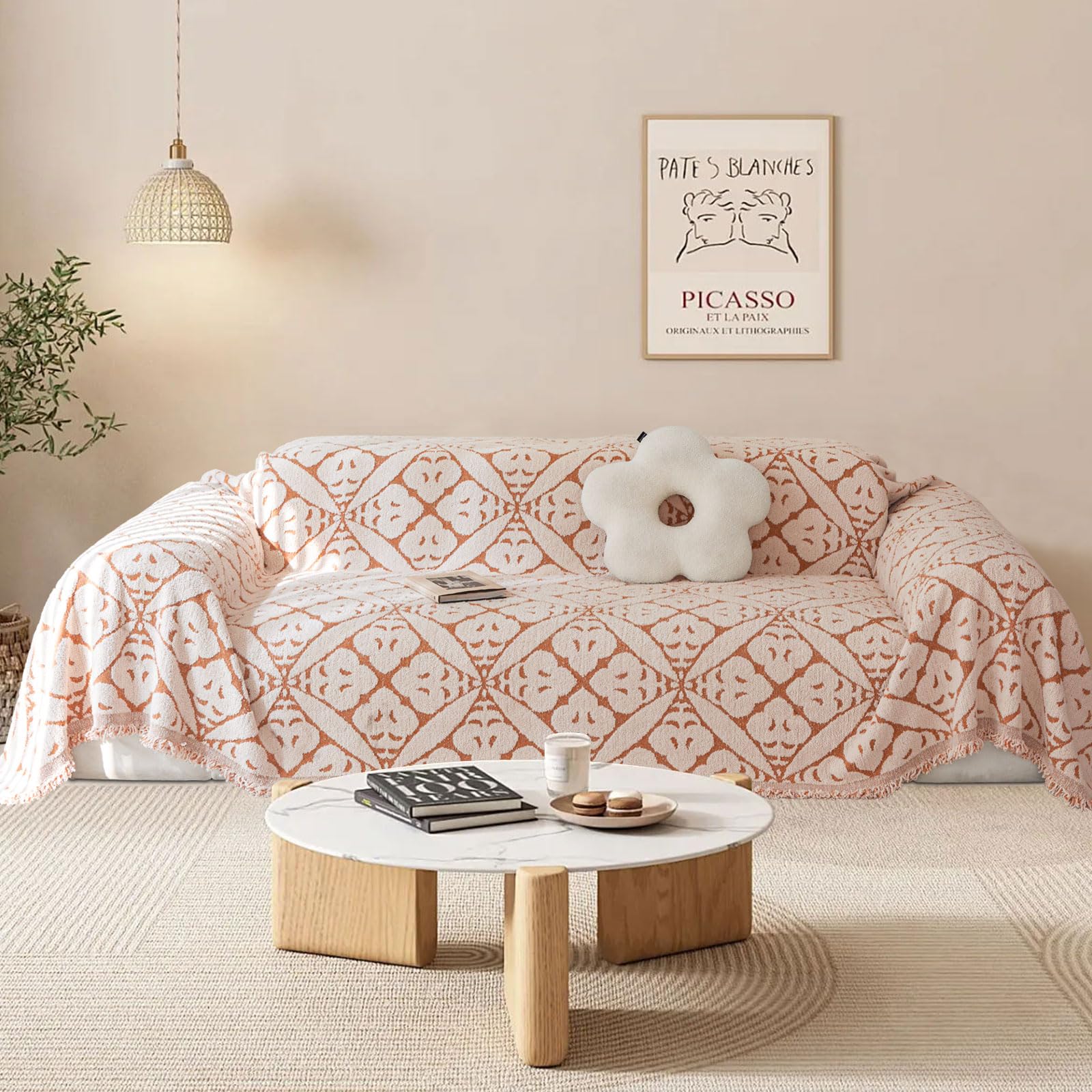 SHANNA Sofa Cover for 3 Seater, Chenille AB Sided Slipcover for Corner Sofa, All
