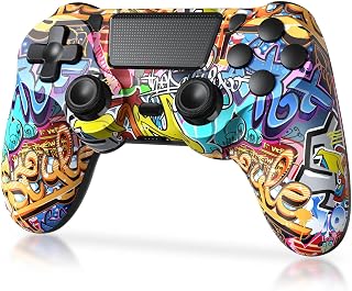 TIANHOO Wireless Controller Compatible with PS4/Pro/Slim | with Vibration Feedback, Motion Sensing, Touchpad, Light Bar, Share, 3.5mm Headphone Jack(Graffiti)