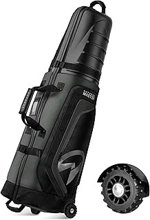 OutdoorMaster Golf Travel Bags for Airlines with Wheels and Hard Case Top | Protect Golf Clubs, 1680D Nylon Waterproof Fabric, Compact Folding, Accessories Compartment, Easy to Maneuver, Black