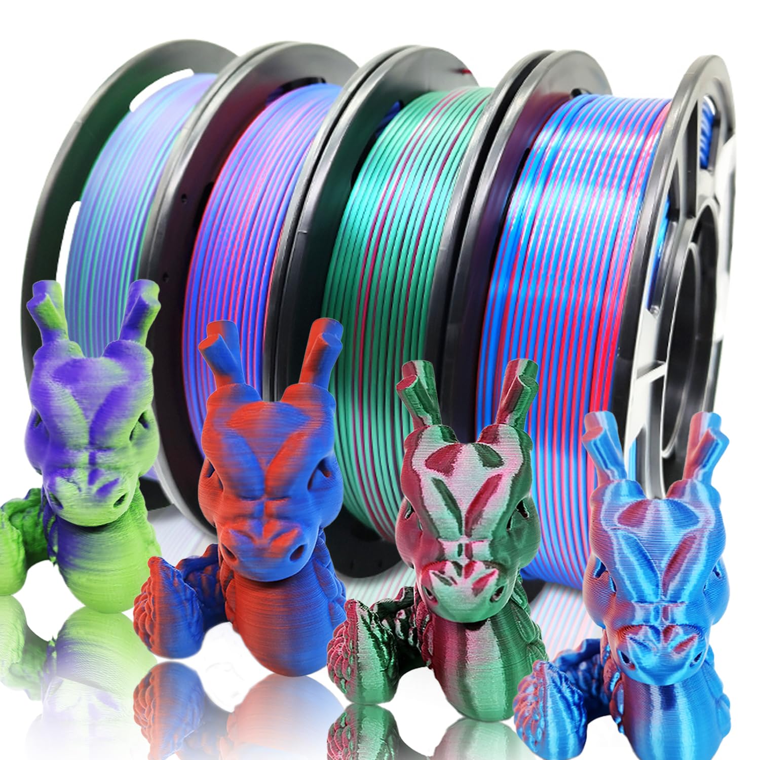 Reprapper 4X 250g Color Pack – Dual Color PLA Filament 1.75mm for 3D Printer & 3