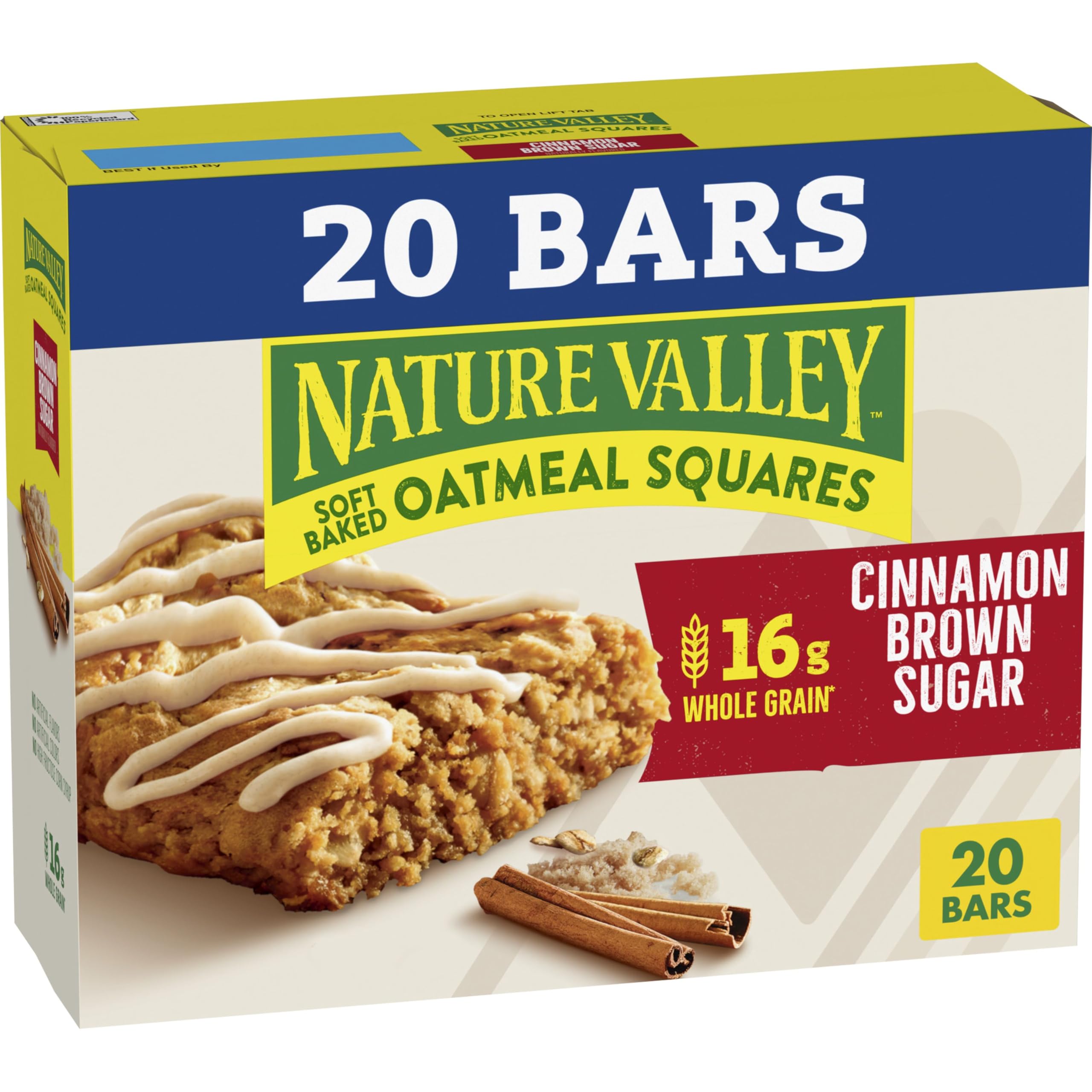 Nature Valley Cinnamon Brown Sugar Soft Baked Oatmeal Squares, 20 ct | 16g Whole