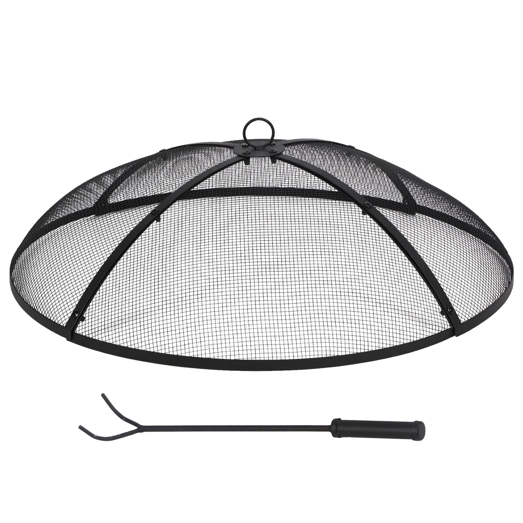 Lineslife Fire Pit Spark Screen, Fire Pit Screen 30 Inch Round with Handle & Pok