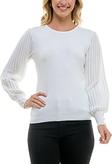 Nanette Nanette Lepore Womens Lurex Rib Sleeve Pullover Sweater