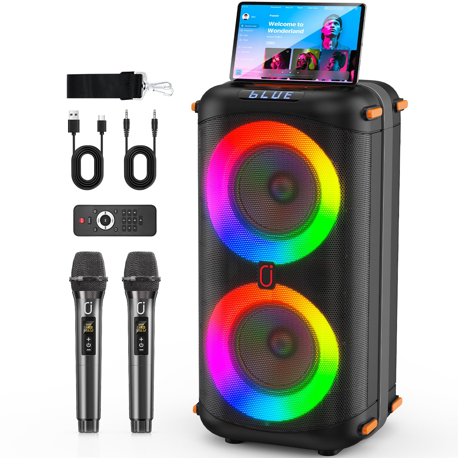 JYX Karaoke Machine for Adult with 2 Wireless Mics, 400W Party Speaker | Dual 6.