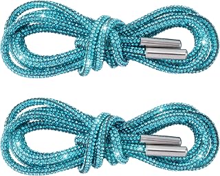 PAGOW 1 Pair Glitter Rhinestone Rope, Bling Crystal Round Shoe Laces, Shiny Drawstring Cords for Sneakers, 47.2in(120cm)