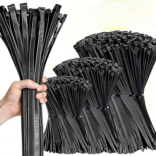100pcs Nylon Universal Cable Ties 2.5x200cm Multipurpose Self Locking Nylon Cable Cord Management Organizer for Home, Office, Kitchen, Black