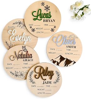 Personalized Baby Announcement Sign, Custom Name & Birth Stats Wood Plaque, Hospital Newborn Sign, Boy or Girl, Gender Reveal – 5 Styles