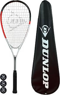 Dunlop Hyper X-Lite TI Squash Racket, Full Protective Cover & 3 Squash Balls
