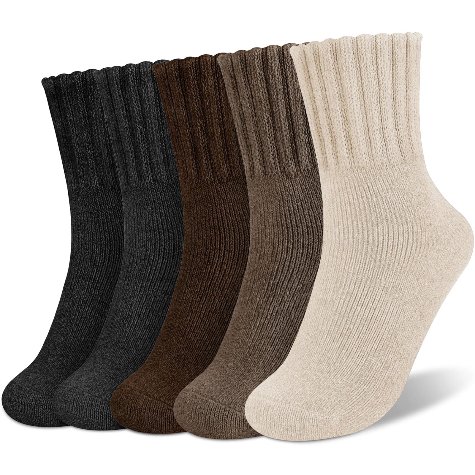 Senker Fashion Thick Wool Boot Socks for Women Winter, 5 Pairs