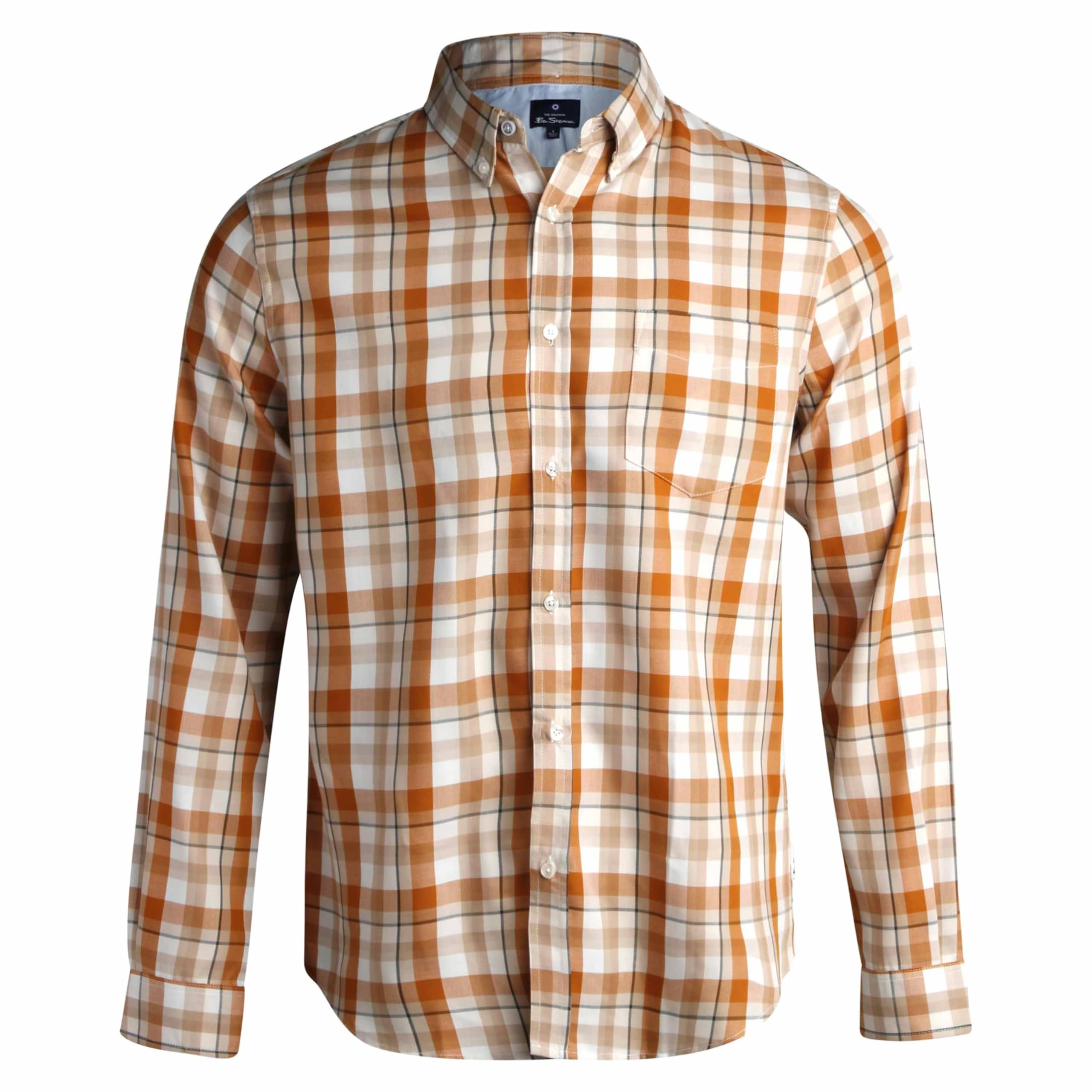 Ben Sherman メンズ ボタンダウンシャツ - レギュラーフィット 長袖 ボタンダウンシャツ - 男性用カジュアルドレスシャツ(S-XL)
