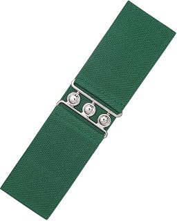 Ro Rox Ladies Wide Elastic Waist Belt Retro Vintage Style - Stretch Belt for Dresses 50s - Silver or Gold Buckle