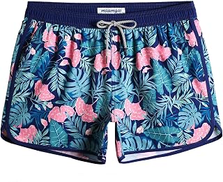 Maamgic Men's Swimming Shorts Vintage Retro Swimming Trunks 4 Way Stretch Quick Drying with Mesh Lining and Adjustable Drawstring Reusable
