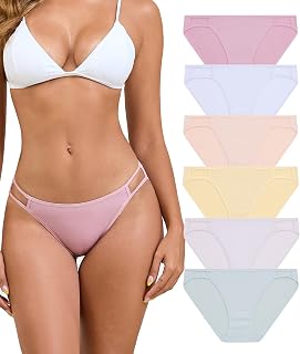 ANLIQI Women's High Cut String Bikini Panties Modal Comfort Breathable Stretch Bikini Underwear Soft Plus Size Underwear