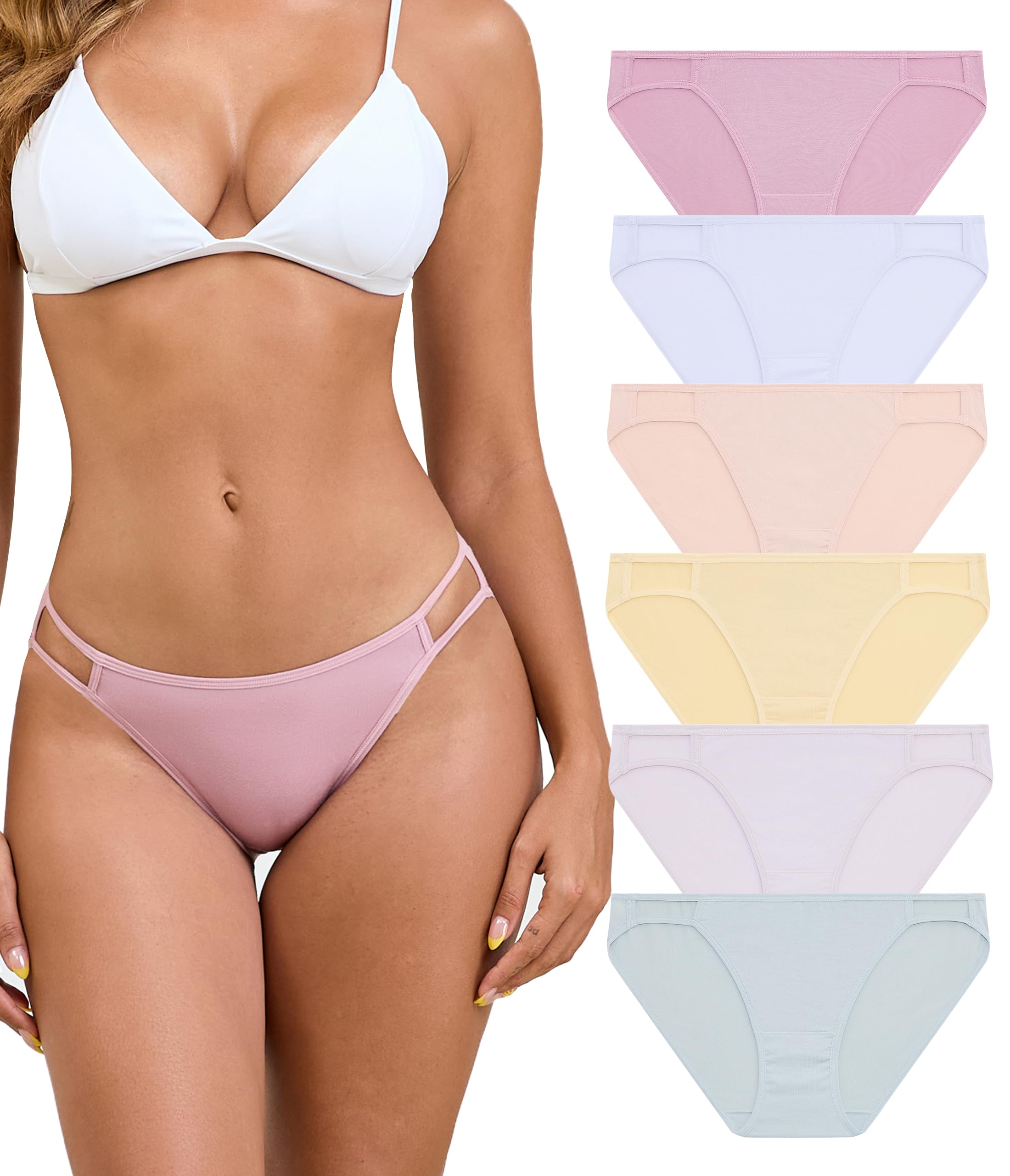ANLIQI Women's High Cut String Bikini Panties Modal Comfort Breathable Stretch B