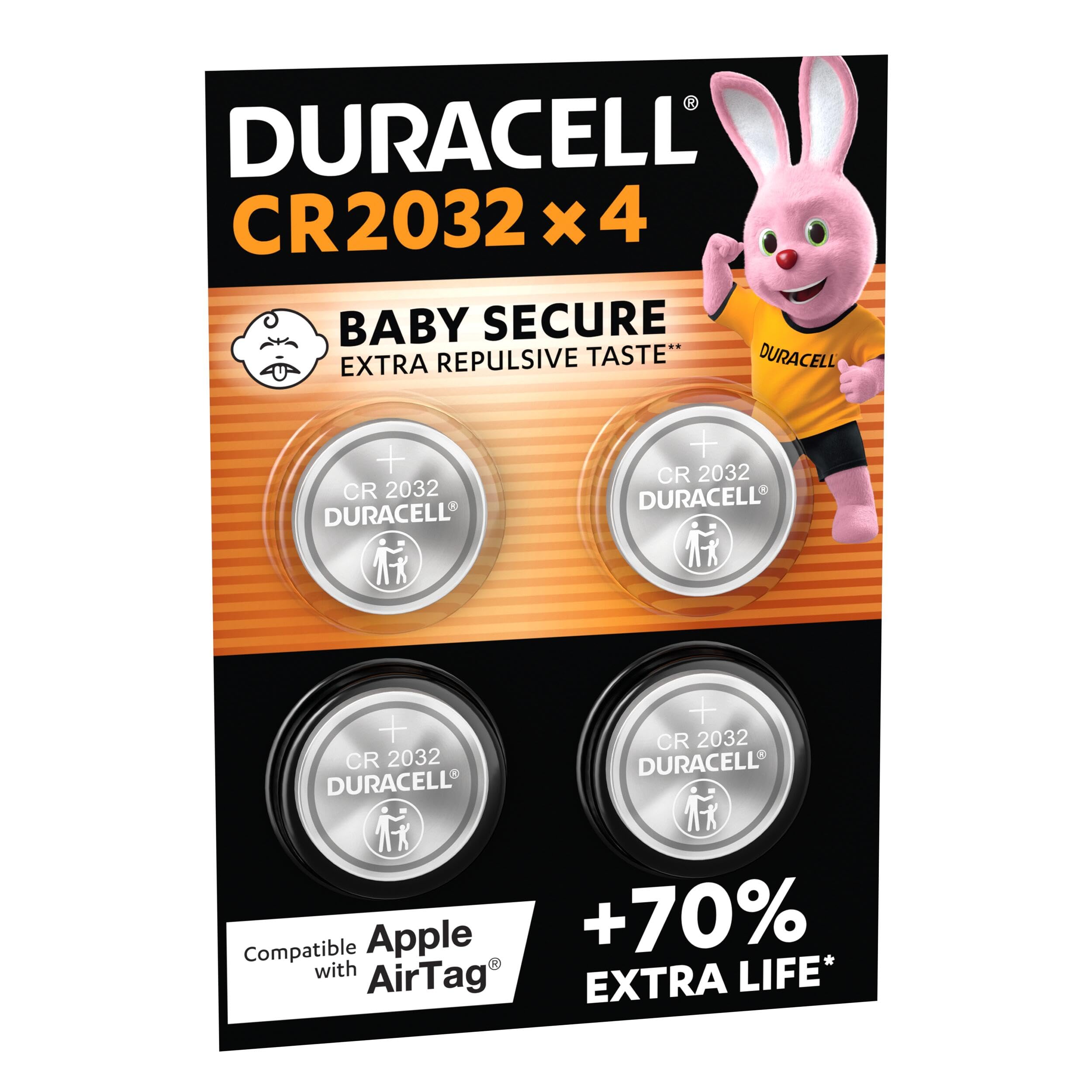 Duracell Specialty 2032 Lithium Button Batteries 3 V Pack of 4 with Child Safe T