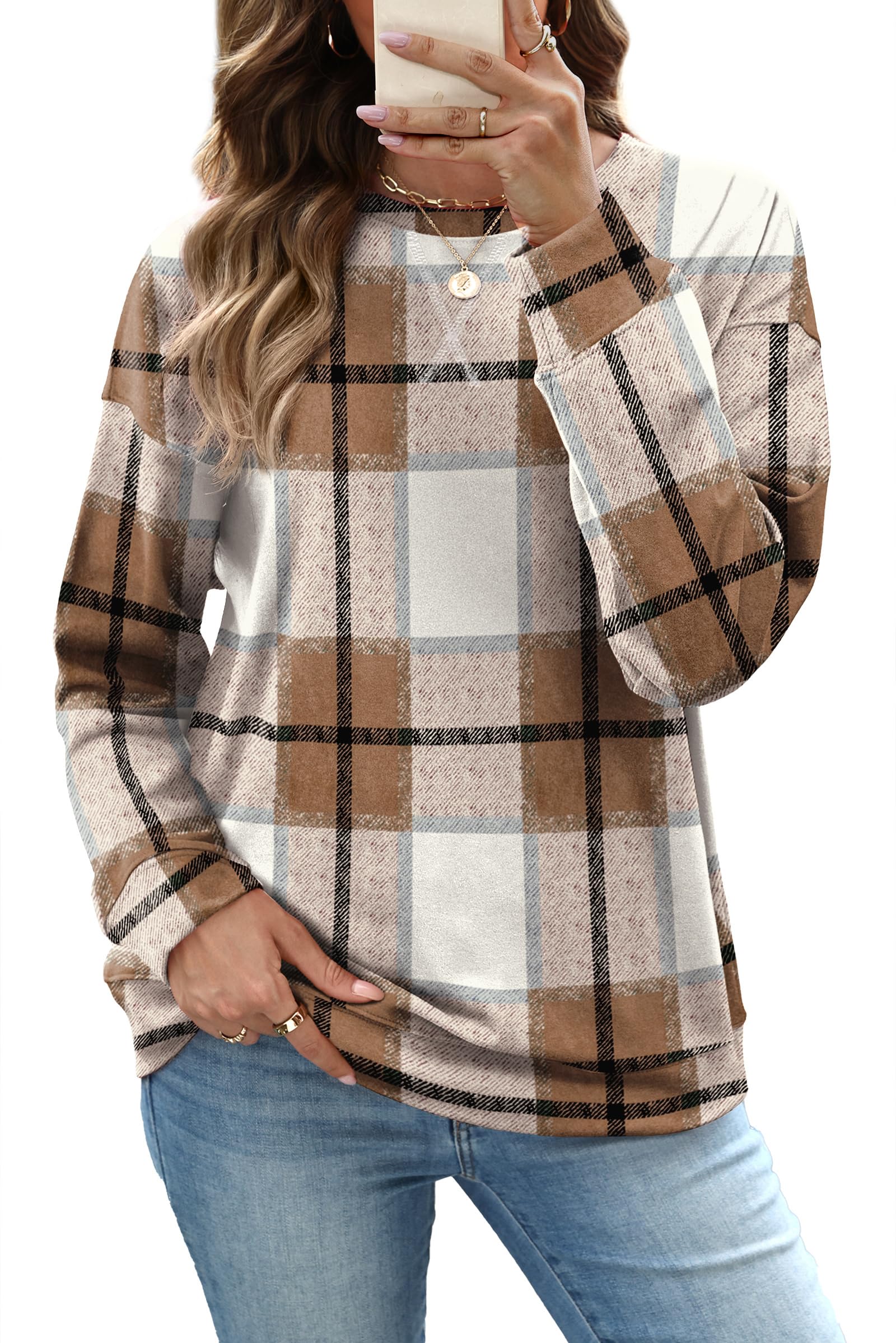 RUMIA Women's Crew Neck Sweatshirt Long Sleeve Tops for Women Fall Clothes | Out