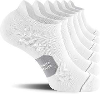 CS CELERSPORT Sports Socks for Men and Women, Padded Running Socks, Breathable Cotton Ankle Socks, 6 Pairs