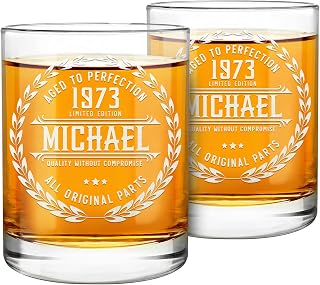 Personalized Whiskey Glasses - Custom Whiskey Gifts for Men - Old Fashion Rocks Scotch Glass - Birthday, Anniversary, Dad, Boyfriend, Husband, Mens Gifts - Christmas Gift for Men - Mens Xmas Gift