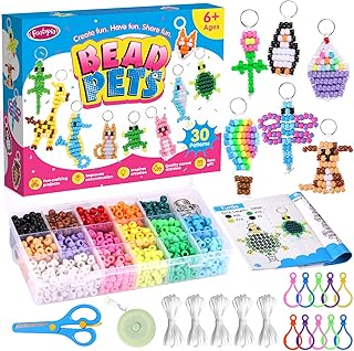 Funtopia Pony Beads, Create Your Own Bead Pets, Kandi Beads for Bracelets | Big Colorful Bead for Hair Braiding, DIY Jewelry and Crafts for Kids, Beginners and Adults (1500 Bead Kit, 30 Designs)