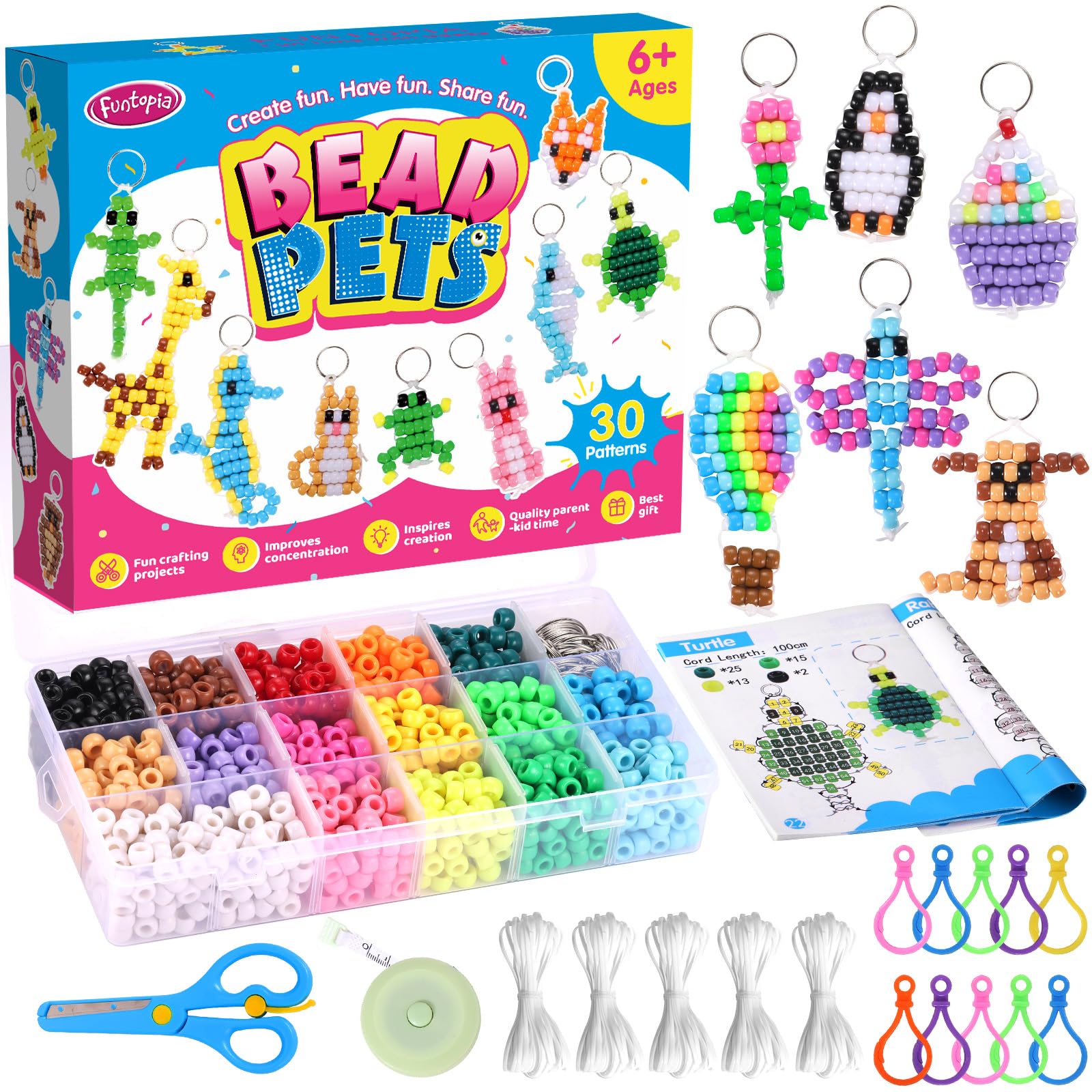 Funtopia Pony Beads, Create Your Own Bead Pets, Kandi Beads for Bracelets | Big 