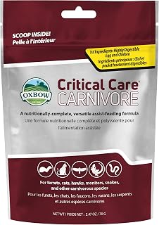 Oxbow Critical Care Carnivore, Recovery Food For Cats & Ferrets, USA, 70 g | High-Calorie, Assist Feeding Formula, Whole Egg, Dried Chicken, Cats, Ferrets, Birds, Reptiles, Recovery Food, Vet Formula