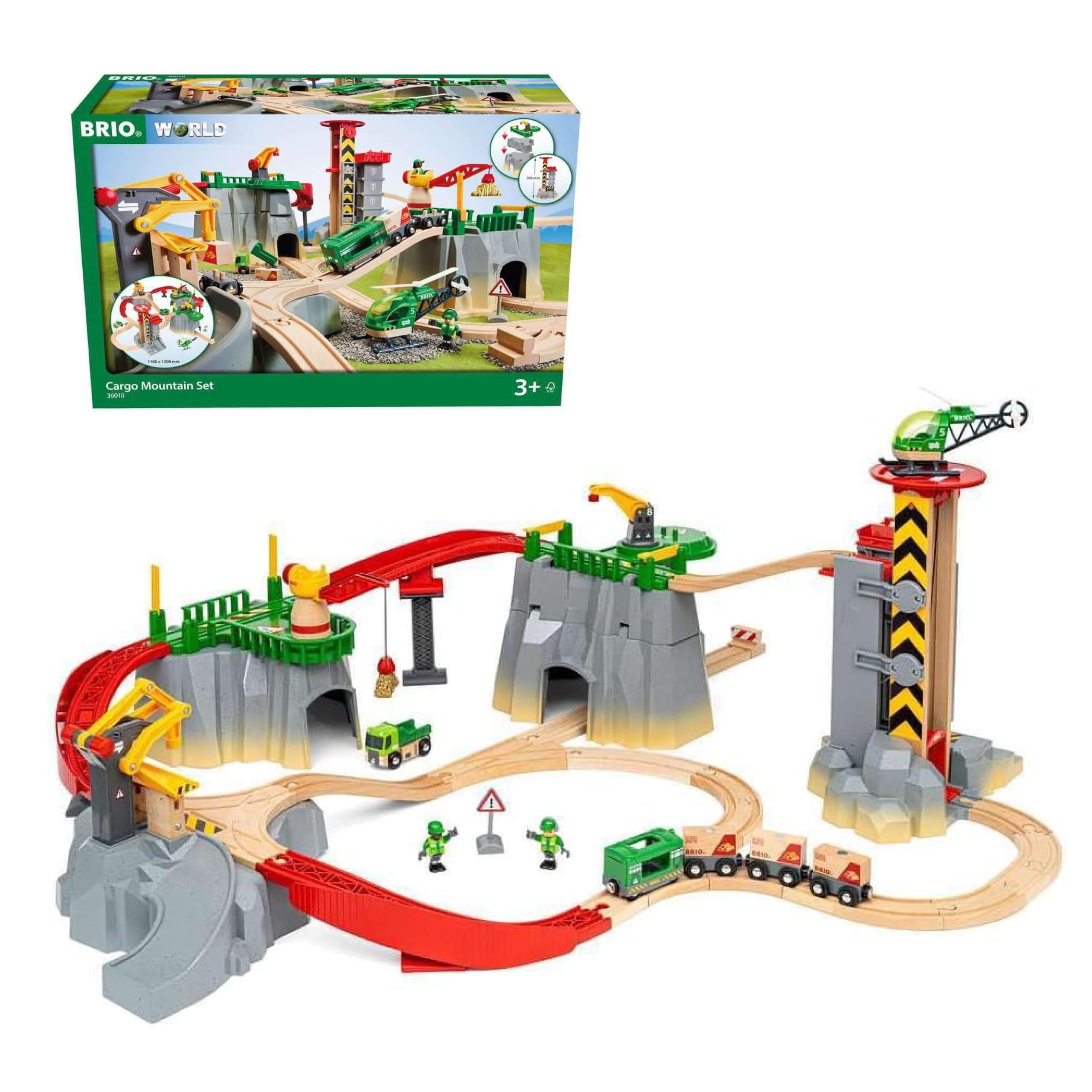 BRIO World Cargo Mountain Set - 49-Piece FSC-Certified Wood Train Set & Accessor