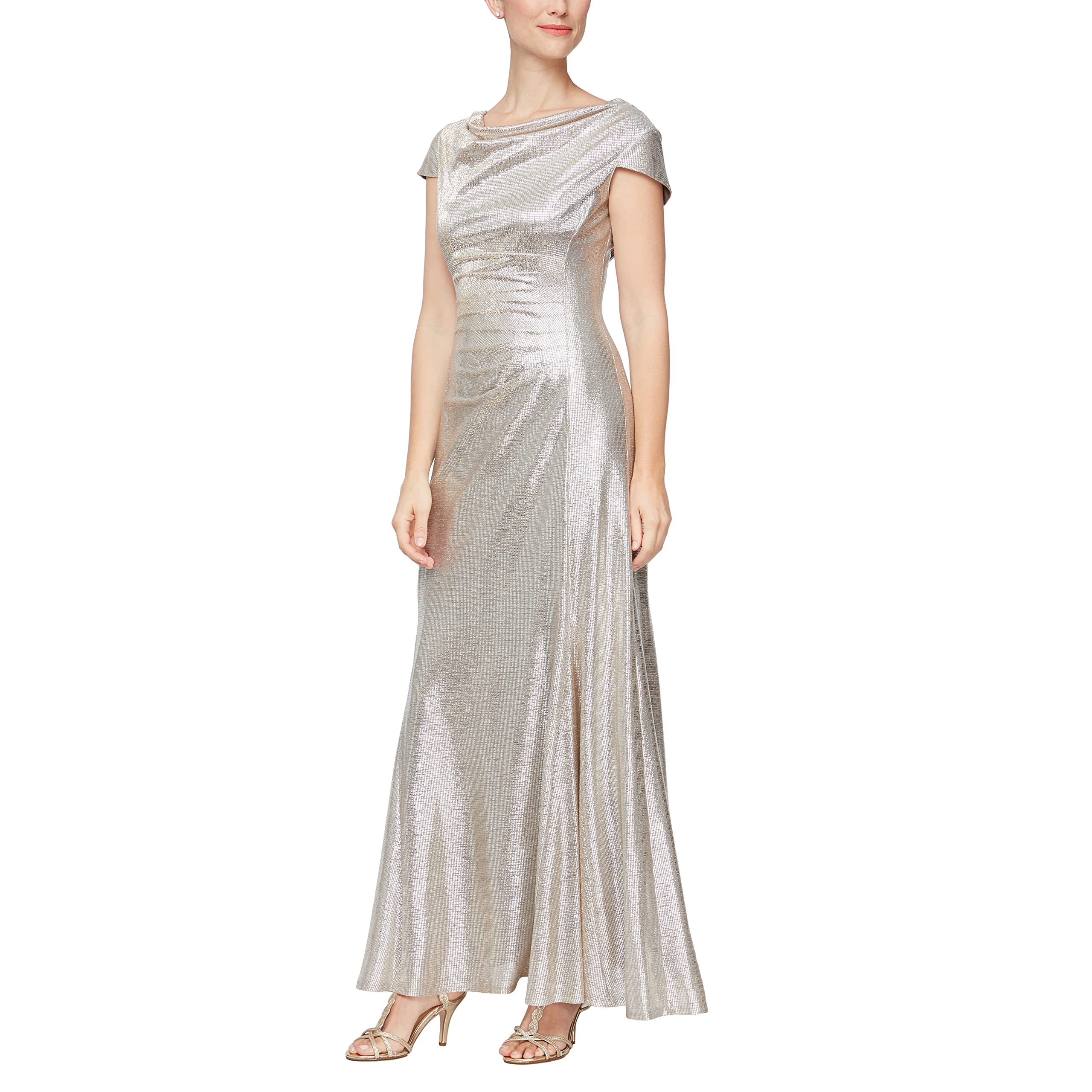Alex Evenings Women's Long Cowl Neckline Mother of The Bride Dress, Formal Event