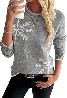 Demegimi Women's Snowflakes Christmas Jumper Knitted Jumper