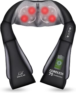Snailax Cordless Shiatsu Neck Massager, Kneading Shoulder Massage with Heat, Neck & Shoulder Shiatsu Massager, Massage for Body, Use at home and Office