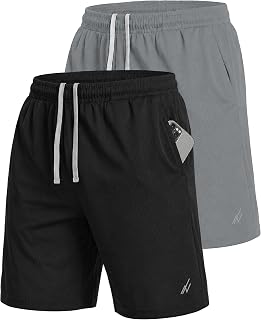 NY Threads 2 Pack Mens Quick Dry Lightweight Sports Shorts with Pockets