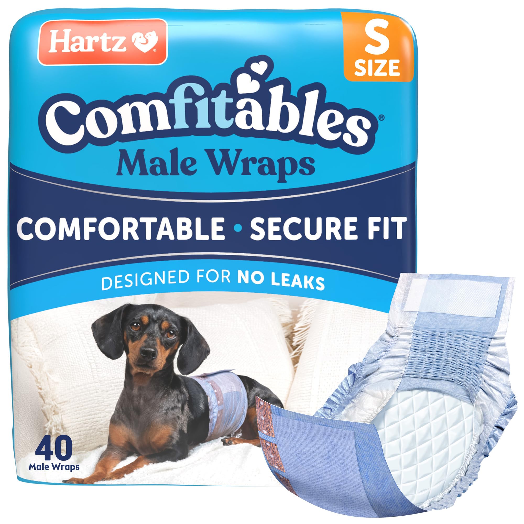 Hartz Comfitables Disposable Male Dog Wraps Stretchy Waistband, Sm 40 Count | Co