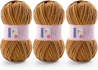 Chunky Chenille Yarn for Crocheting, #6 Brown Baby Blanket Yarn for Crochet