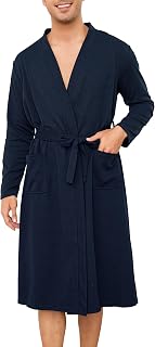 Sopesil Mens Waffle Bathrobe Luxury Soft Bathrobe Men's Sleepwear for Spa and Hotel