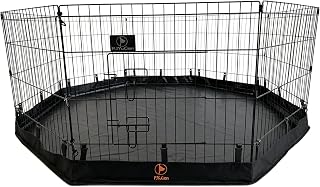 PJYuCien Puppy Playpen with Bottom Pad and Door, 8 Panels 24" H, Black | 24"W, Dual-function Pad, For Small Pets, Foldable Octagonal Pen, Versatile, Indoor & Outdoor, Backyard, Protects Floors