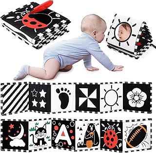 URMYWO Baby Toys, Black and White Sensory Toys Brain Development | Tummy Time Toys, Soft Baby Book, Baby Essentials for Newborn 0-3-6-12 Months Newborn Toys Baby Gifts