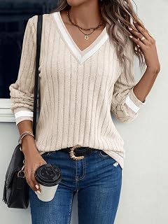 2025 Fall Sweaters for Women Casual V Neck Long Sleeve Knitted Winter Sweaters Fashion Clothes