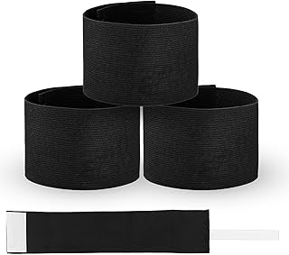 7x33 CM/2.75x13 Inch 3 PCS Captain Armbands, Black Elastic Arm Band | Adjustable Leader Armband Team Sport Soccer Armband Memorial Armband Funeral Mourning Band for Volleyball Basketball Team