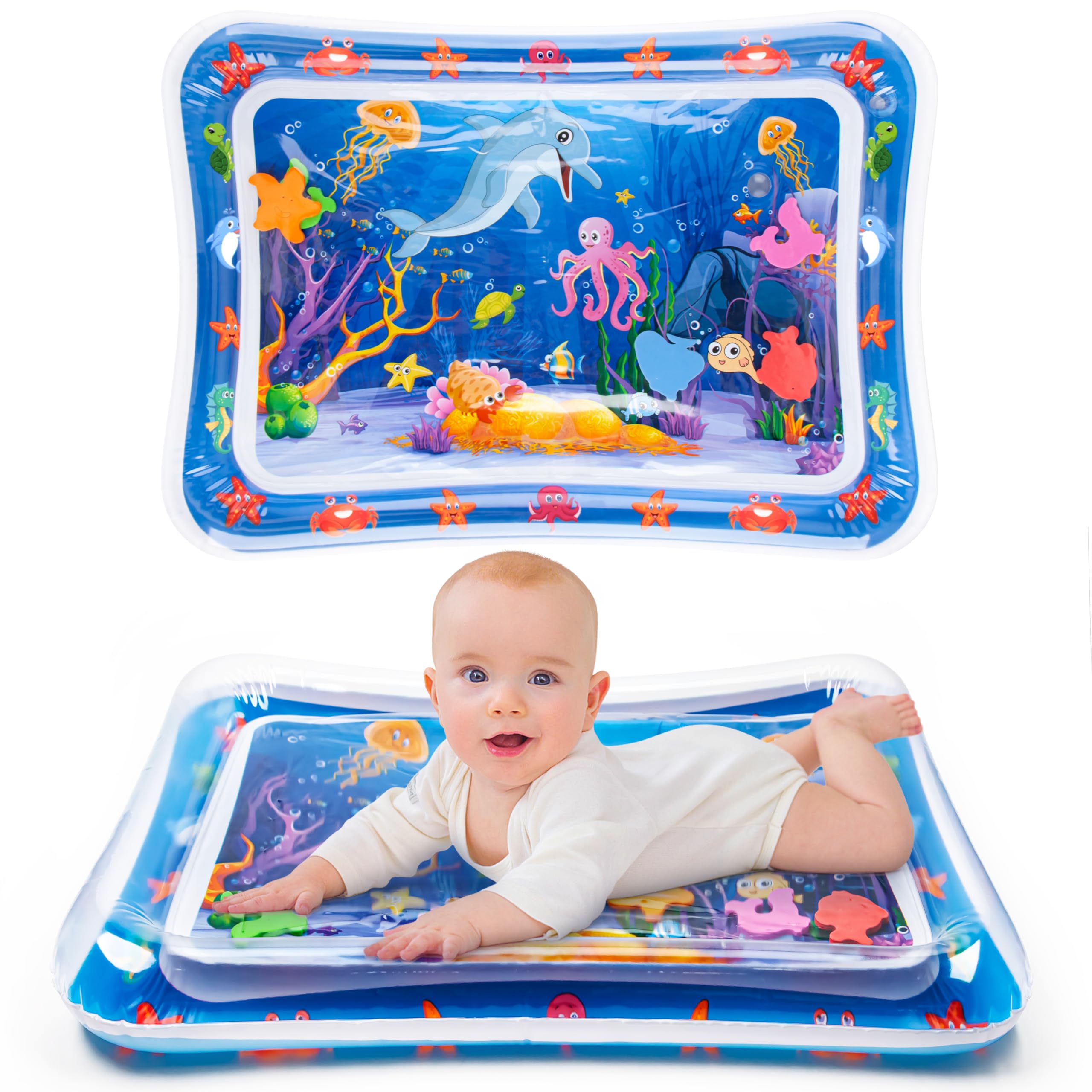 Yeeeasy Tummy Time Water Mat丨Inflatable Tummy Time Water Play Mat for Babies, In