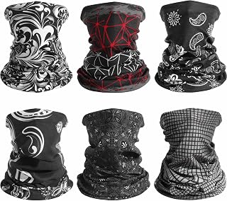 Awumbuk Neck Gaiter for Men Women, 6 Pack Face Mask Breathable Face Cover for Sun UV Protection Bandana Scarf Cycling Running