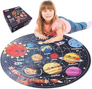 TALGIC Jumbo Floor Puzzle for Kids Ages 4-6, 70 Piece Solar System Puzzle