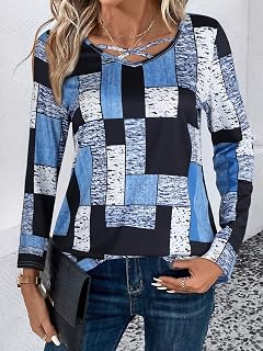 Long Sleeve Shirts for Women Casual Tops V-Neck T Shirt Clothes Trendy 2025