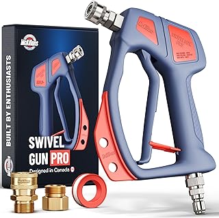 McKillans® Swivel Gun Pro - Swivel High Pressure Water Handle with 3/8" Male Plug and 1/4” Quick Connector Coupler - Power Washer Gun Compatible with Foam Cannon