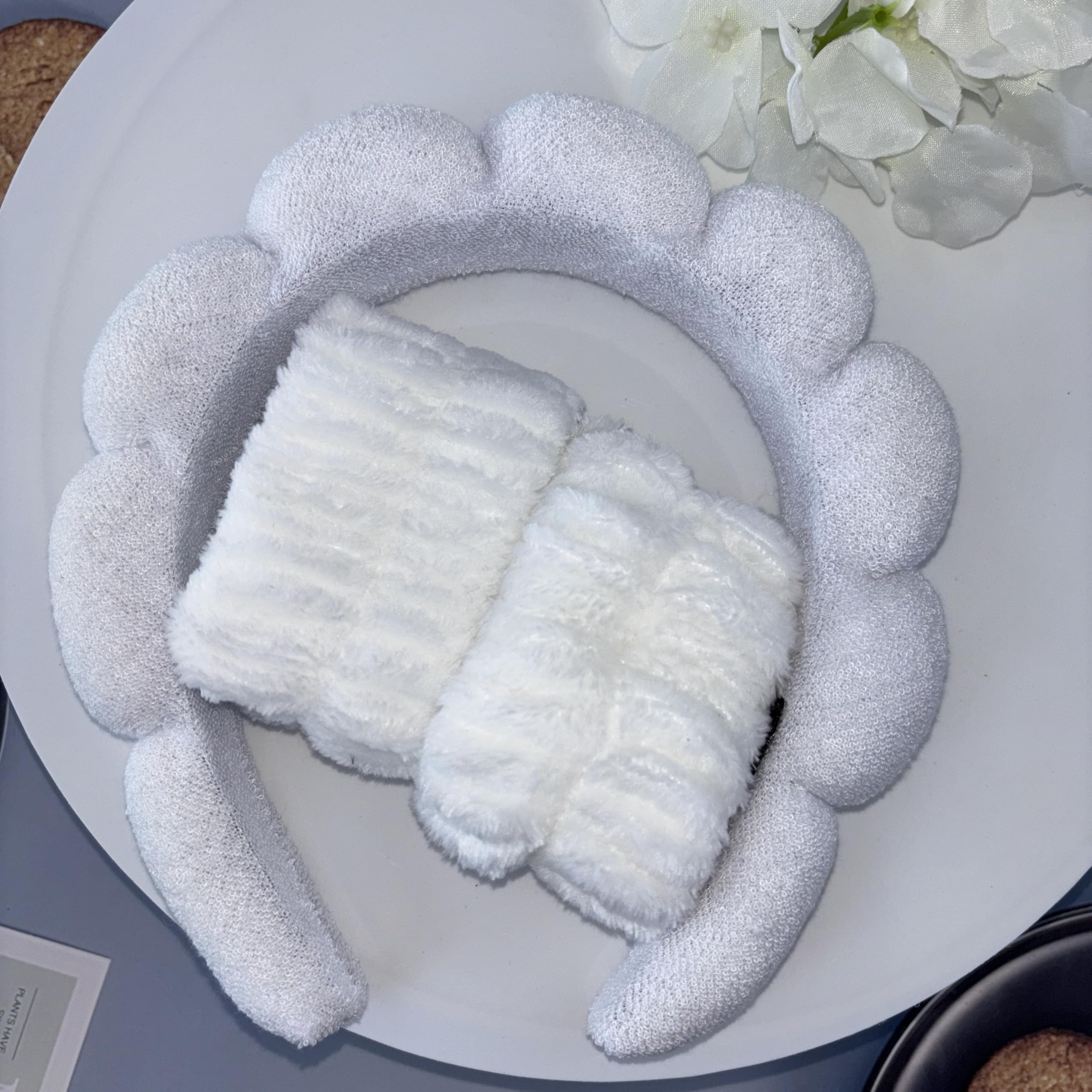 3 Pcs Cloud Hair Bands Set Soft Plush Face Wash Makeup Remover Skin Care Accesso