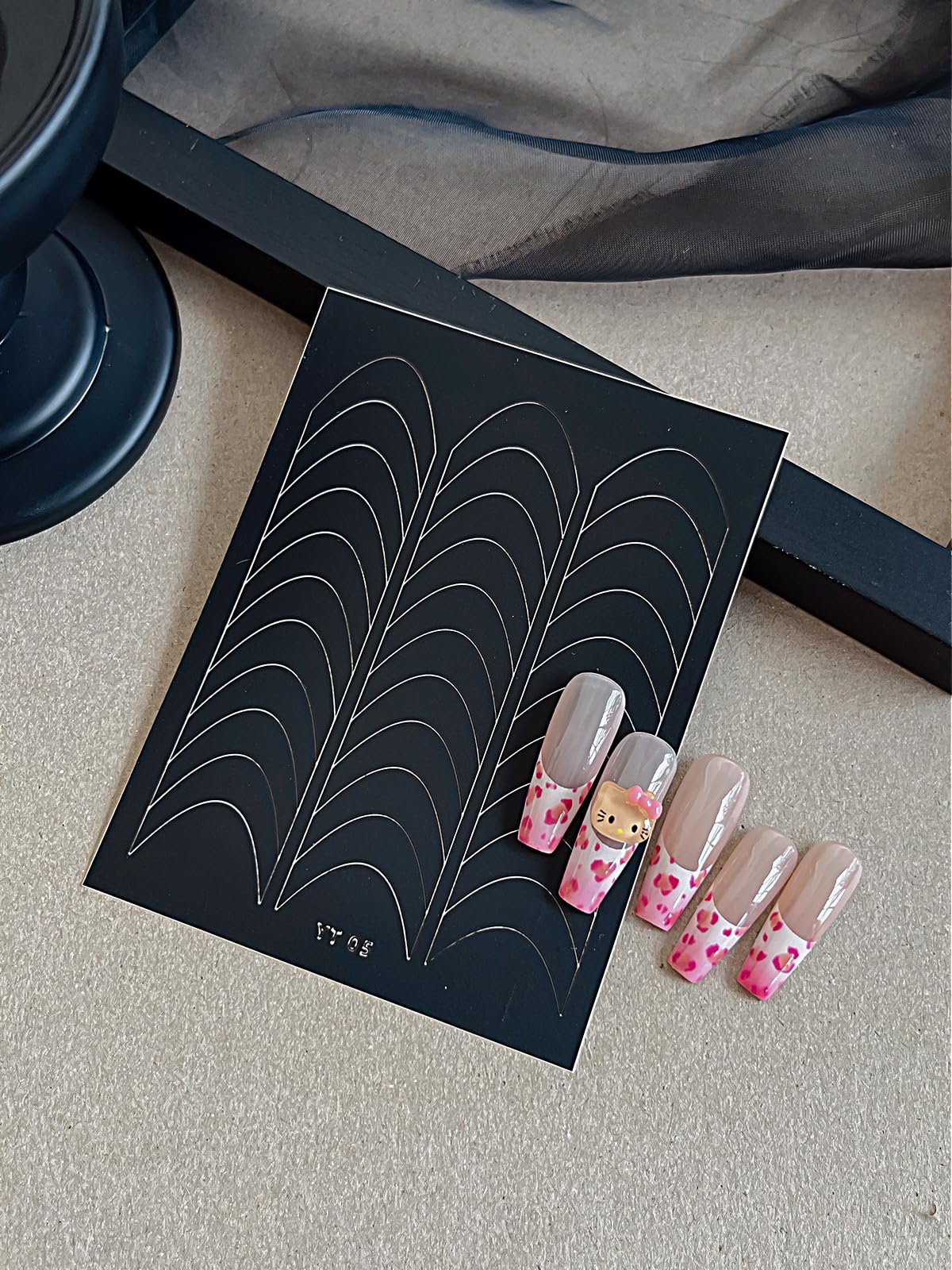 French Tip Nail Stickers Self Adhesive French Manicure Strips V Shape Moon Shape
