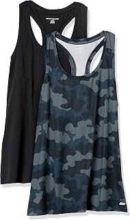 Amazon Essentials Women's Active Quick Dry Tech Stretch Racerback Scoop Neck Tank Top, Multipacks