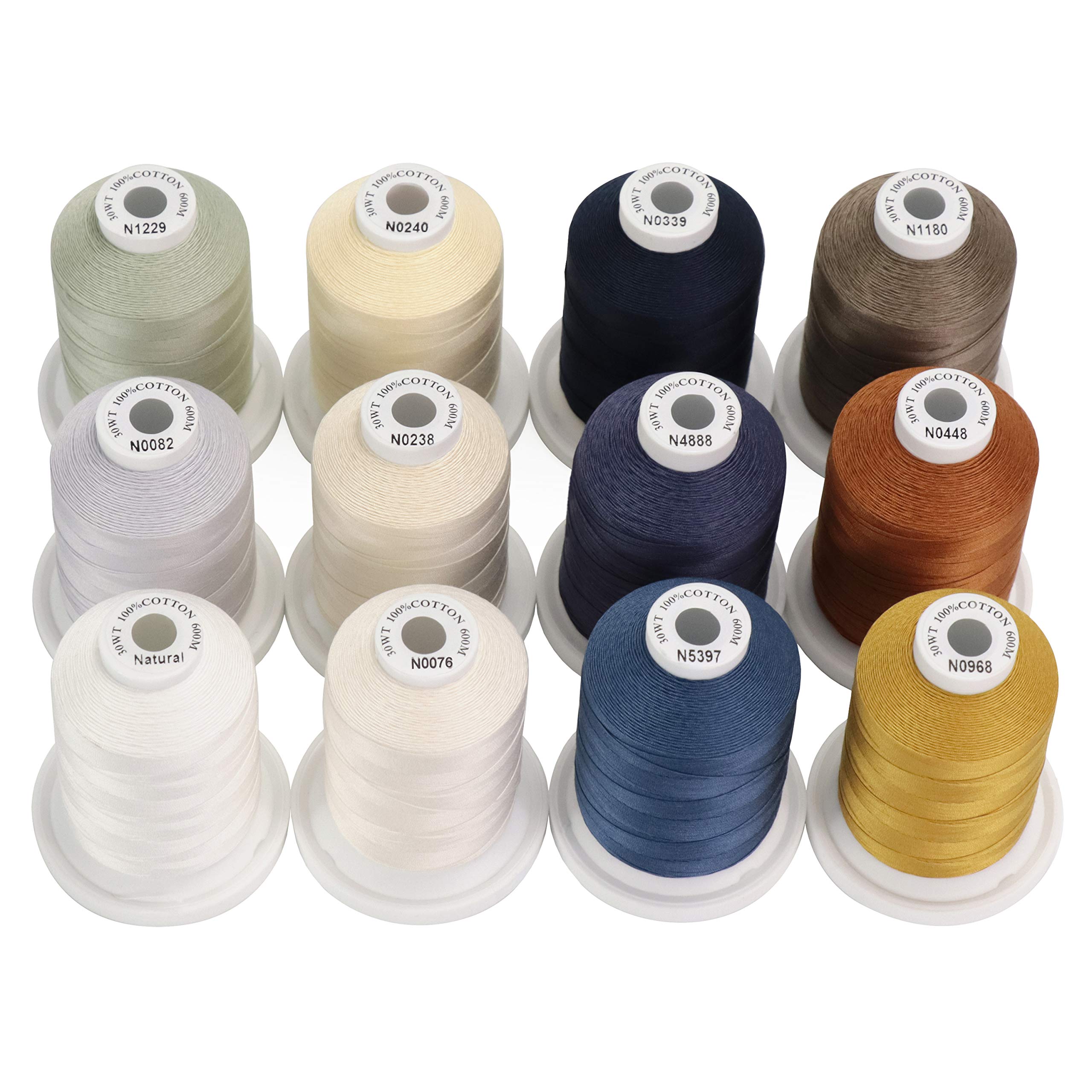 New brothread Multi-Purpose Mercerized Cotton Thread 12 Neutral&Jean Colors | Th
