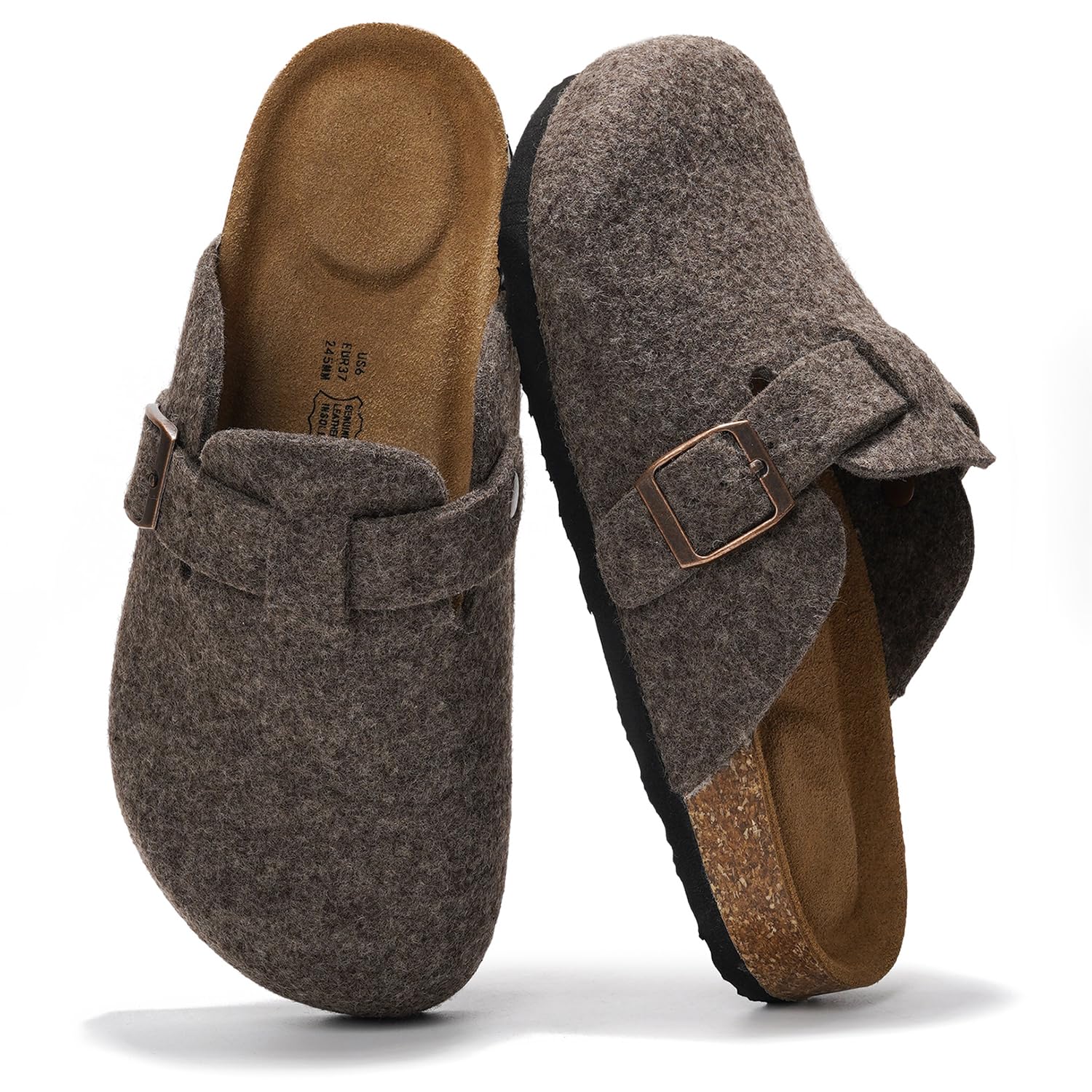 Project Cloud Women's Genuine Leather Suede Footbed Clogs for Women - Memory Foa