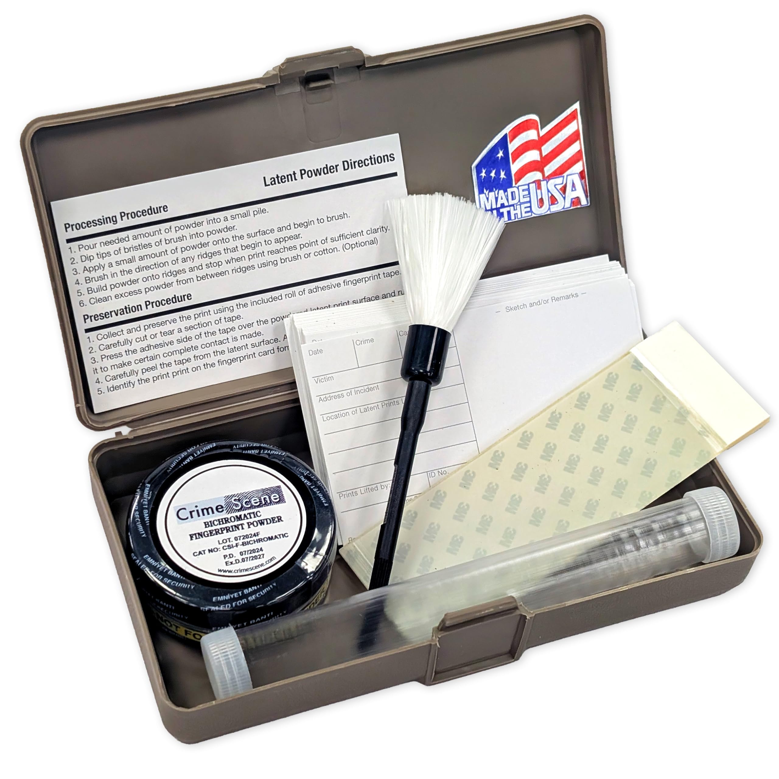 Crime Scene Basic Latent Fingerprint Kit, Bichromatic Grey Powder