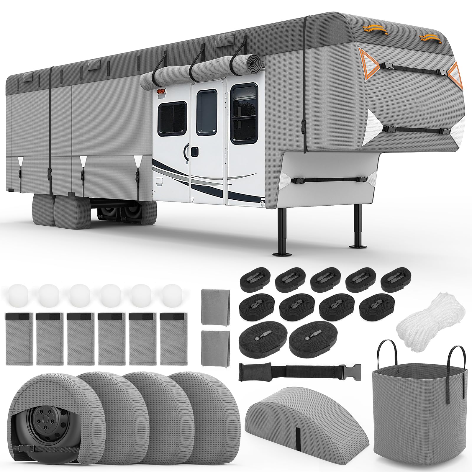 5th Wheel RV Cover Fit 30-33 ft, Fifth Wheel Camper Cover for Outdoor Storage, W