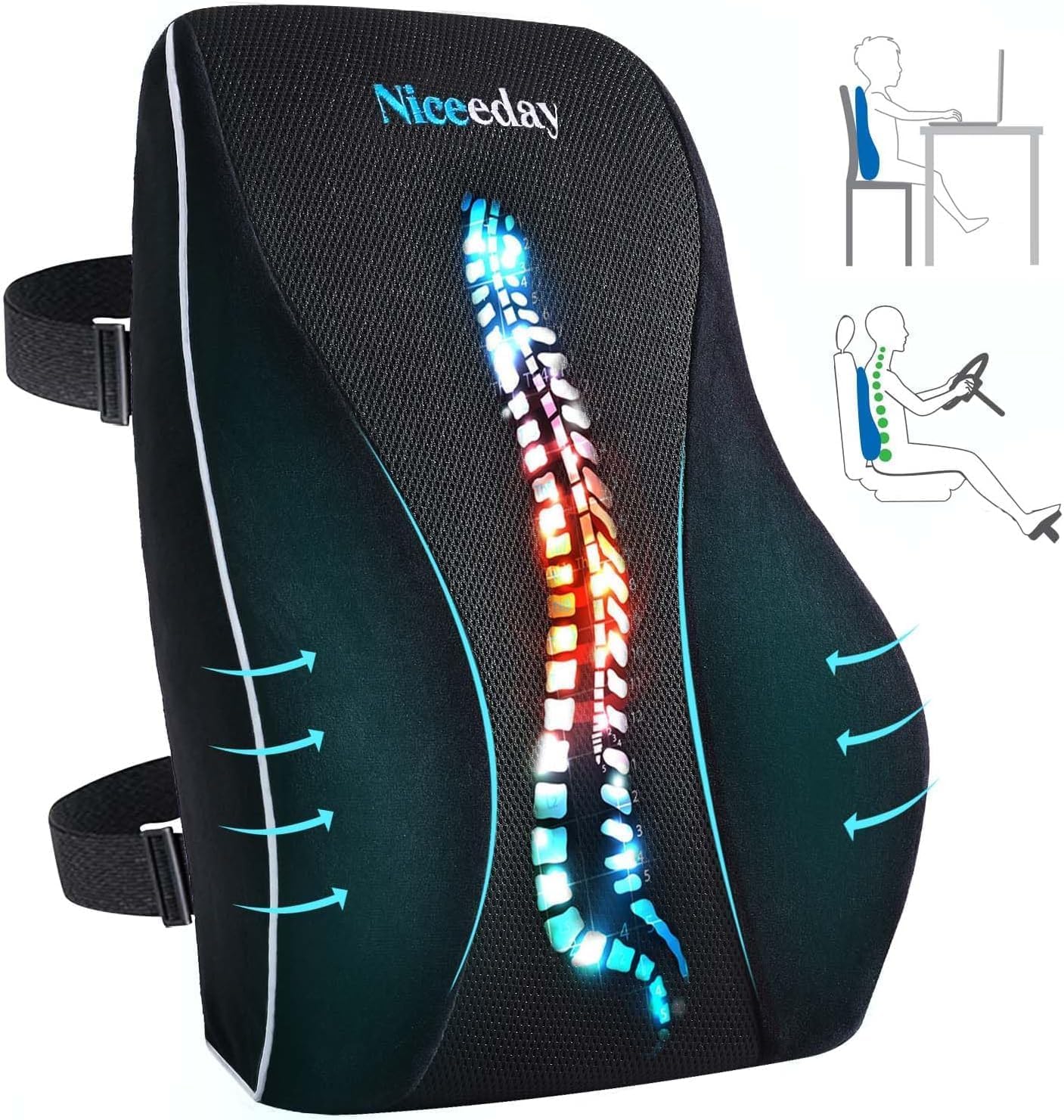 Lumbar Support Pillow for Office Chair Car Lumbar Pillow Lower Back Pain Relief 